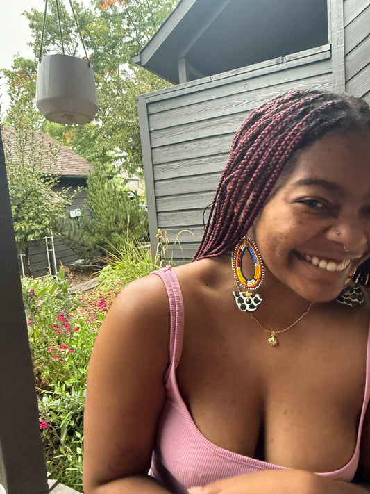 Beaded Earrings with Bone