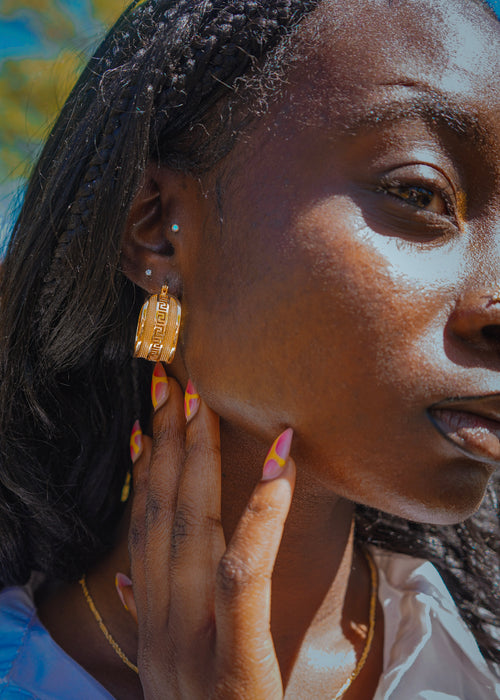 “Sika kɔkɔɔ” Gold Engraved Earrings