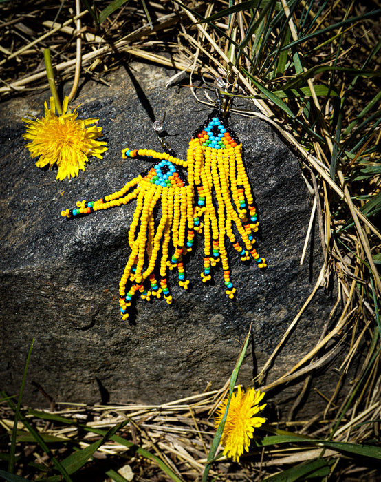 Yellow Beaded Earrings