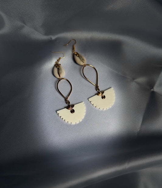 Elegant Cowrie and Bone Earrings