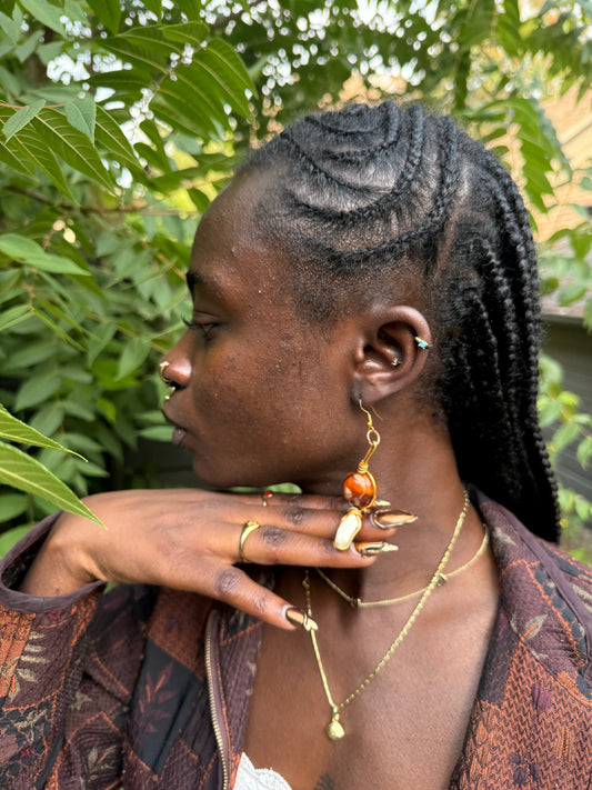 Beaded Marble Earrings with Cowrie