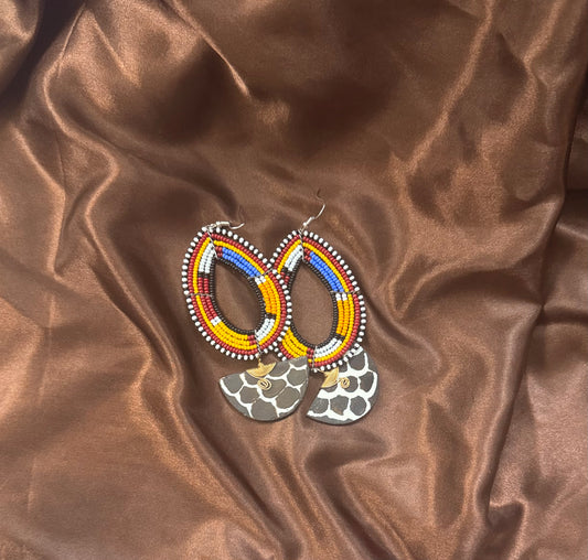 Beaded Earrings with Bone