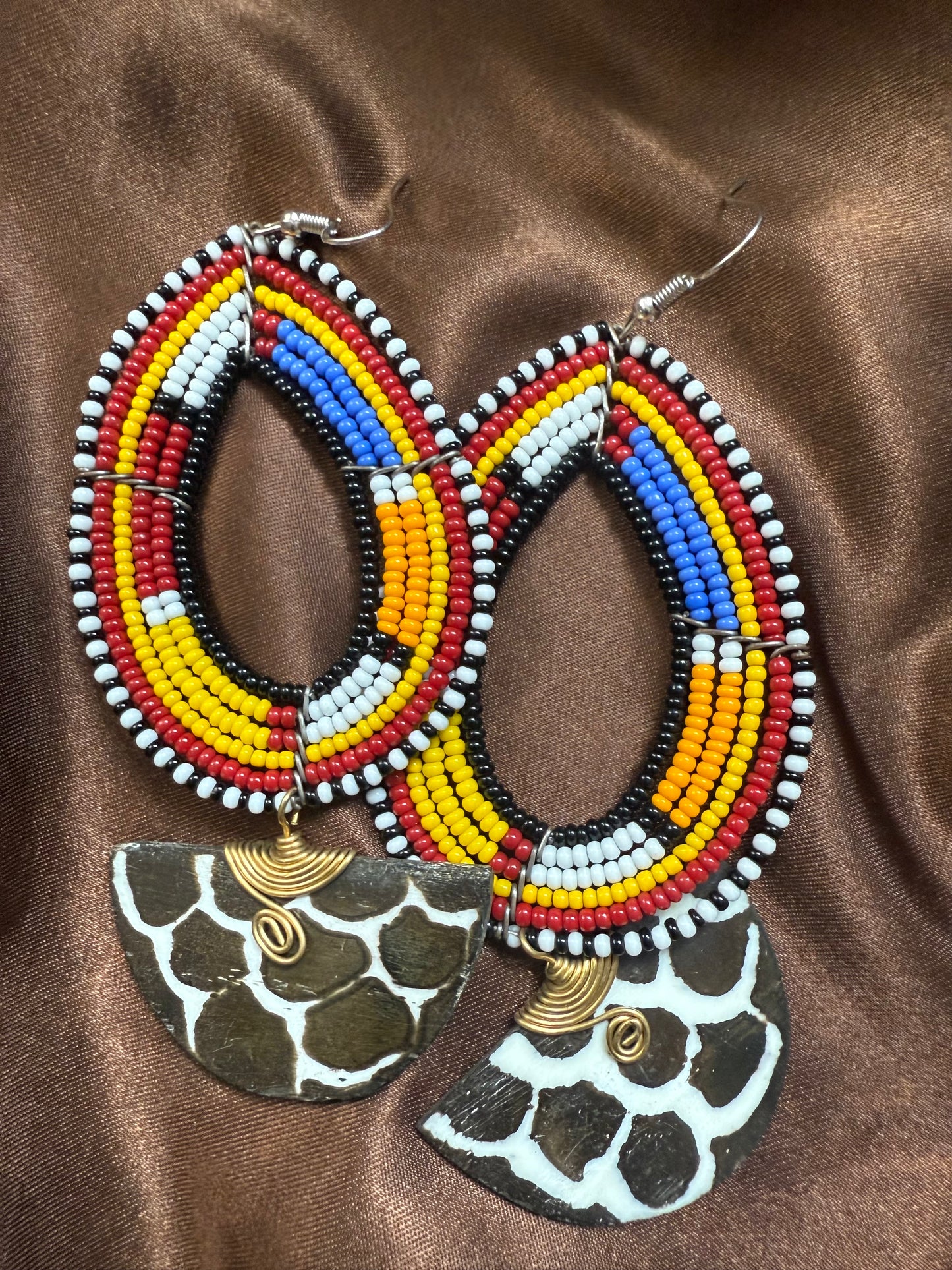 Beaded Earrings with Bone