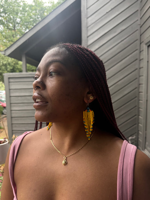 Yellow Beaded Earrings