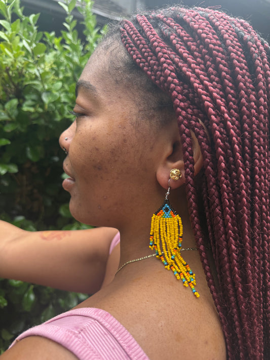 Yellow Beaded Earrings