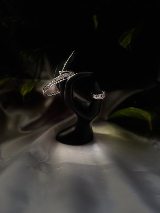 Chains n' Whips Silver Bangle and Ring Set